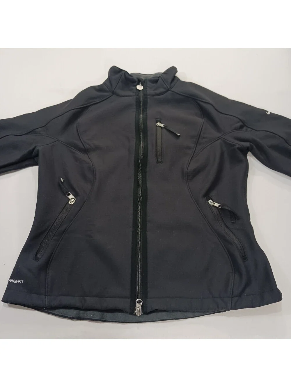 NIKE Fit Therma Softshell Full Zip Jacket Pockets Men's Black Size M (8-10)